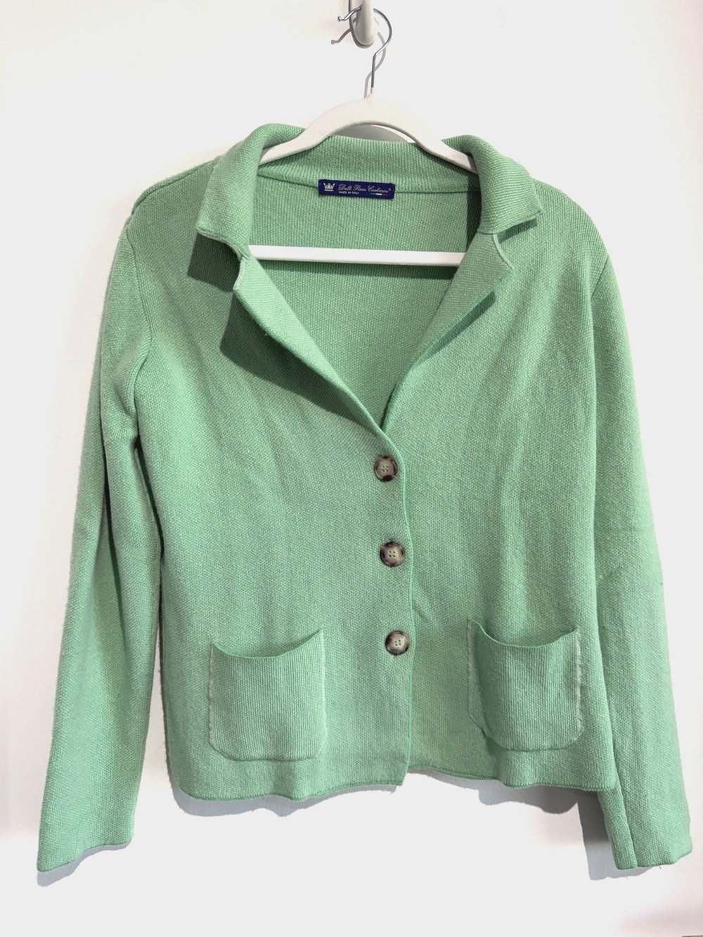 Dalle Piane Cashmere Italy Wool Blend Mint Green Cardigan Jacket Luxury Sz-S/XS